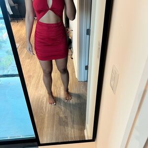 Red Cut-Out Mini Dress